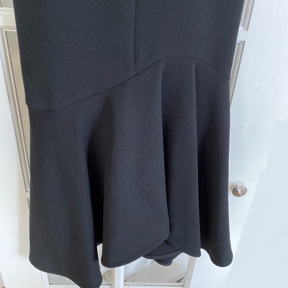 NWT - HALSTON Black Strapless Crepe Midi Flounce Dress - 0 - Picture 9 of 15